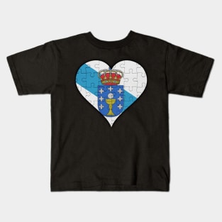 Galician Jigsaw Puzzle Heart Design - Gift for Galician With Galicia Roots Kids T-Shirt